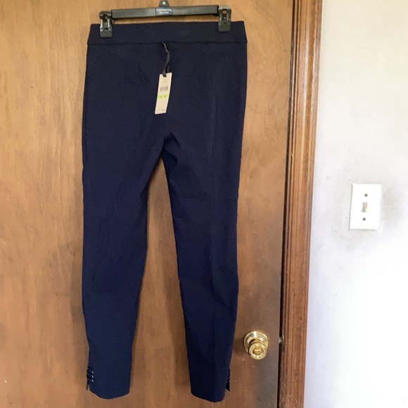 Emaline navy blue pull on pant with stretch design detail at hemline 4P - Picture 8 of 13